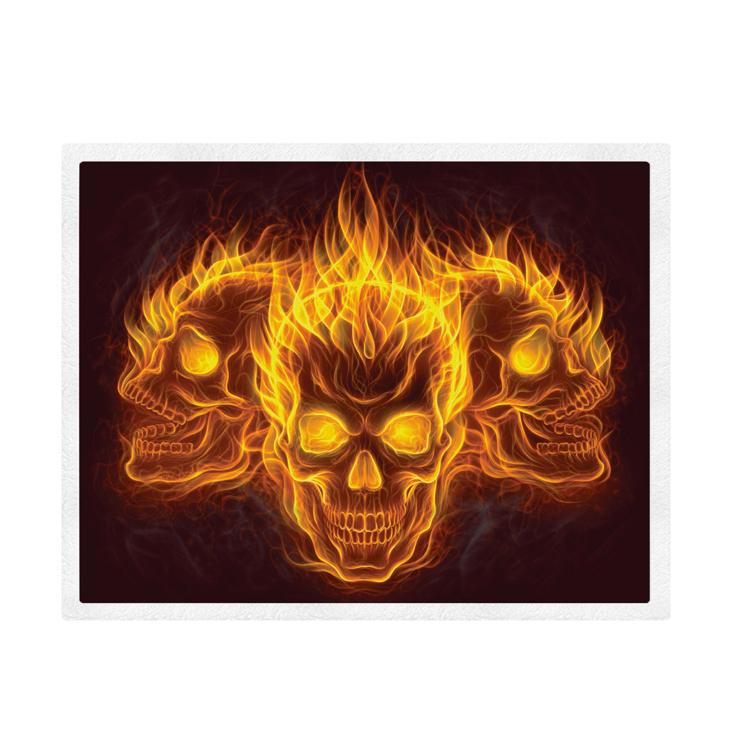 Three Flaming Skull Print Sherpa Blanket