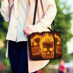 Three Flaming Skull Print Shoulder Strap Bible Bag