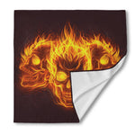 Three Flaming Skull Print Silk Bandana