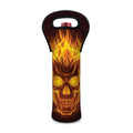 Three Flaming Skull Print Single Neoprene Wine Tote