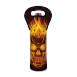 Three Flaming Skull Print Single Neoprene Wine Tote