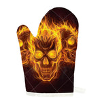 Three Flaming Skull Print Single Oven Mitt