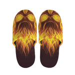 Three Flaming Skull Print Slippers