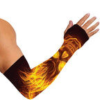 Three Flaming Skull Print Sun Protection Arm Sleeves