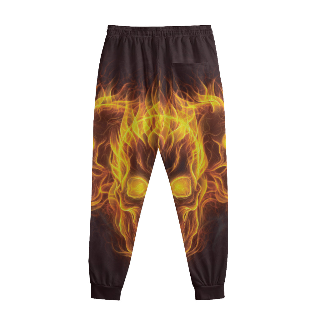 Three Flaming Skull Print Sweatpants