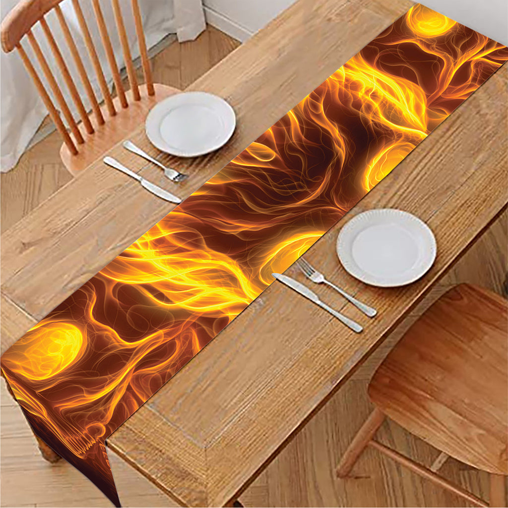 Three Flaming Skull Print Table Runner