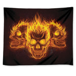 Three Flaming Skull Print Tapestry