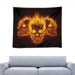 Three Flaming Skull Print Tapestry