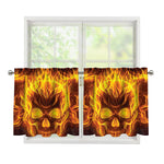 Three Flaming Skull Print Tier Curtains