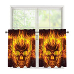 Three Flaming Skull Print Tier Curtains