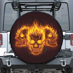 Three Flaming Skull Print Tire Cover