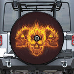 Three Flaming Skull Print Tire Cover With Camera Hole