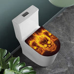 Three Flaming Skull Print Toilet Lid Cover