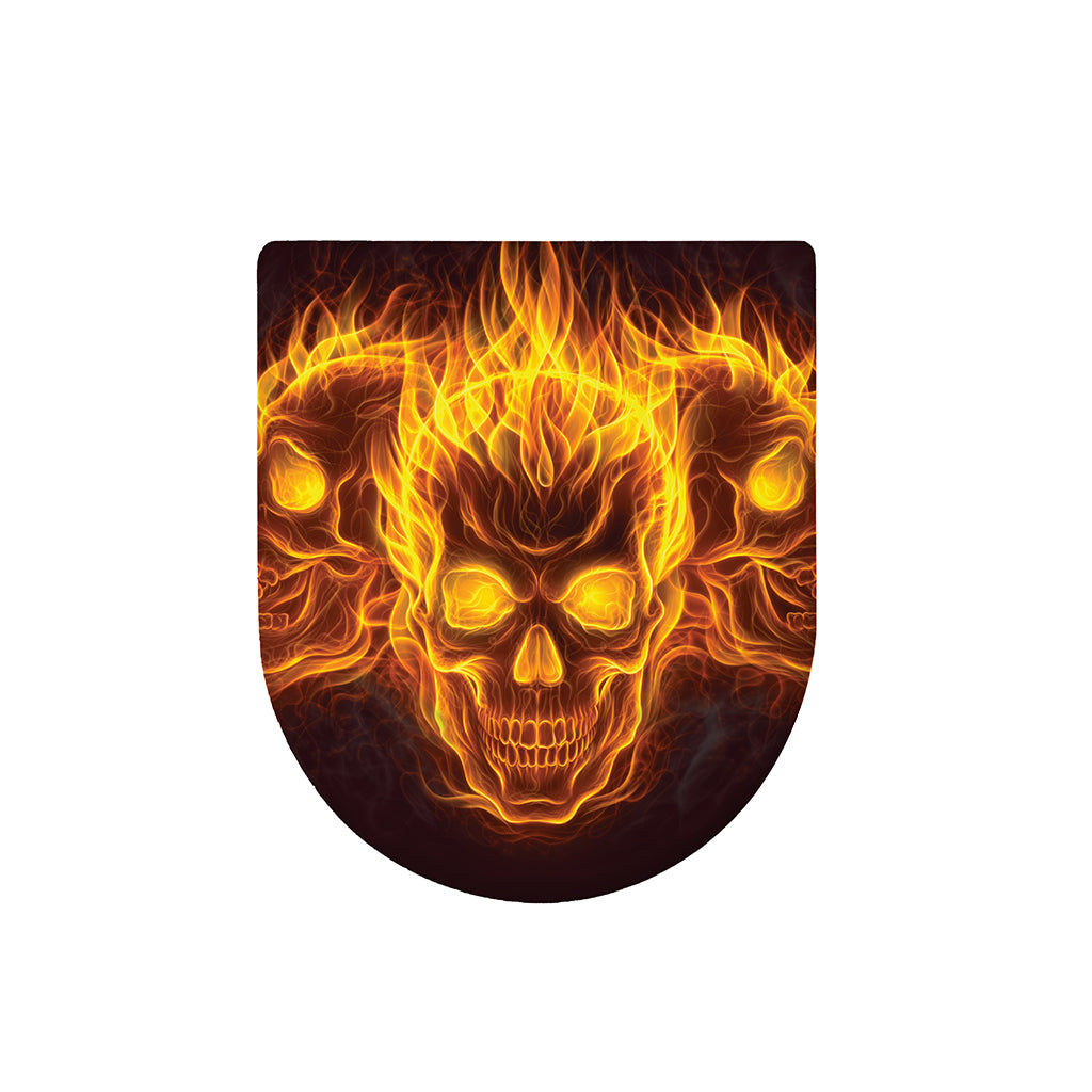 Three Flaming Skull Print Toilet Lid Cover
