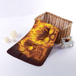 Three Flaming Skull Print Towel