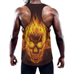 Three Flaming Skull Print Training Tank Top