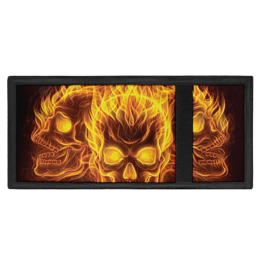 Three Flaming Skull Print Trifold Wallet