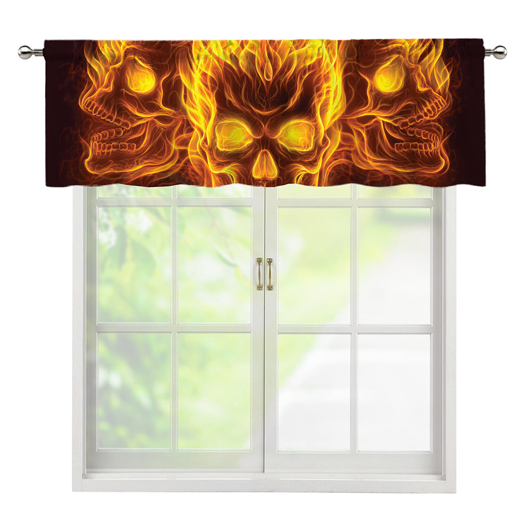 Three Flaming Skull Print Window Valance