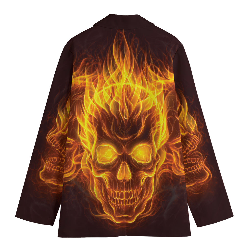 Three Flaming Skull Print Women's Blazer
