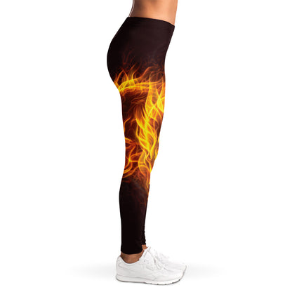 Three Flaming Skull Print Women's Leggings