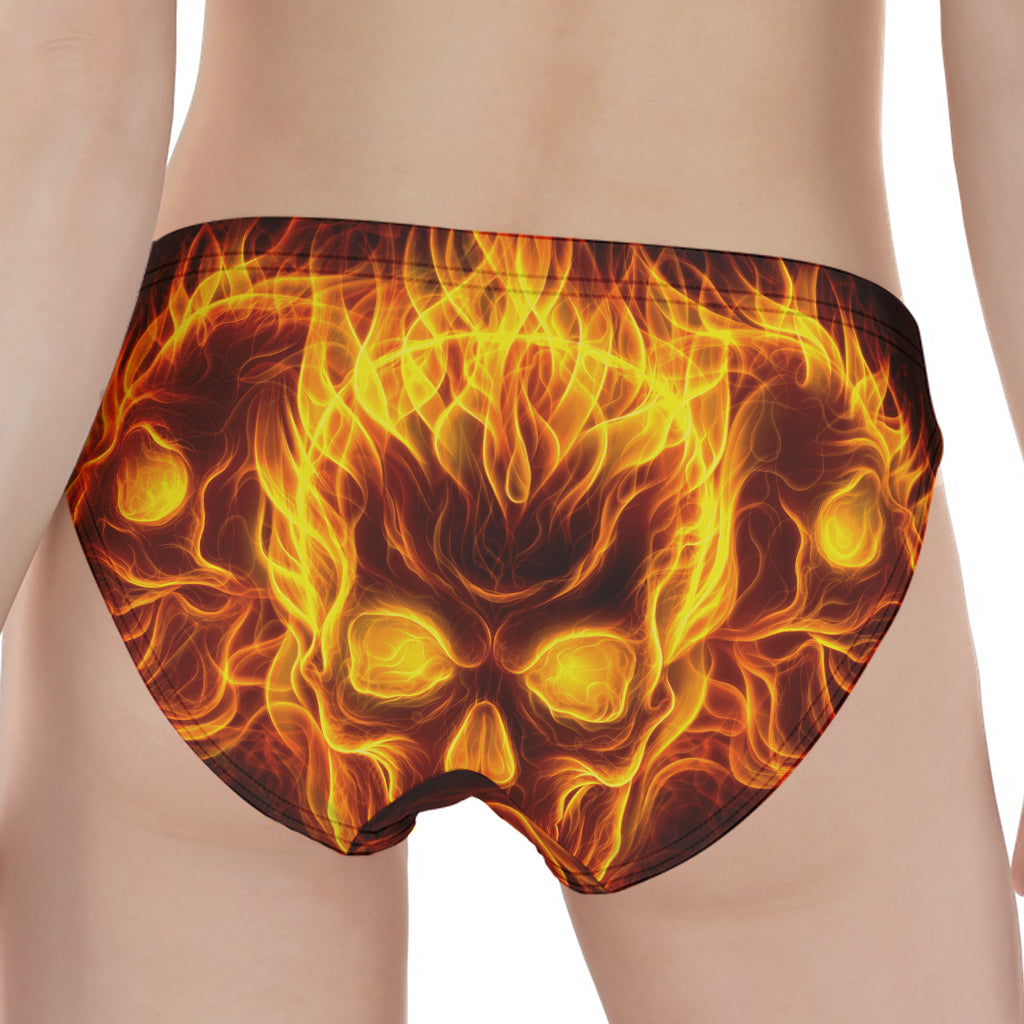 Three Flaming Skull Print Women's Panties
