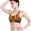 Three Flaming Skull Print Women's Sports Bra