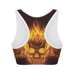 Three Flaming Skull Print Women's Sports Bra