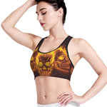 Three Flaming Skull Print Women's Sports Bra