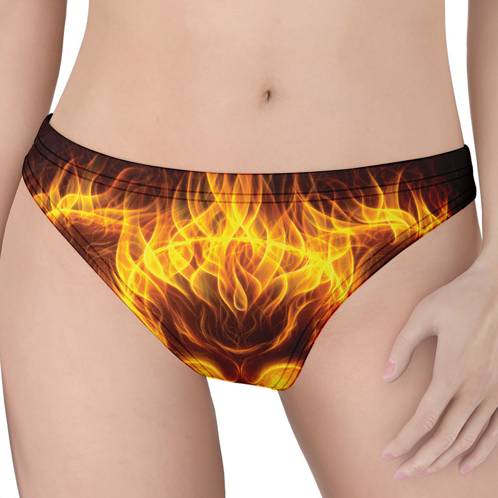 Three Flaming Skull Print Women's Thong
