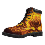 Three Flaming Skull Print Work Boots
