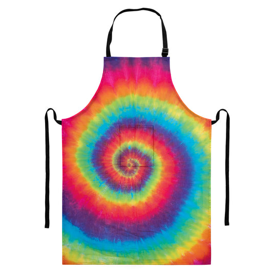 Tie Dye Print Bib Apron With Pocket