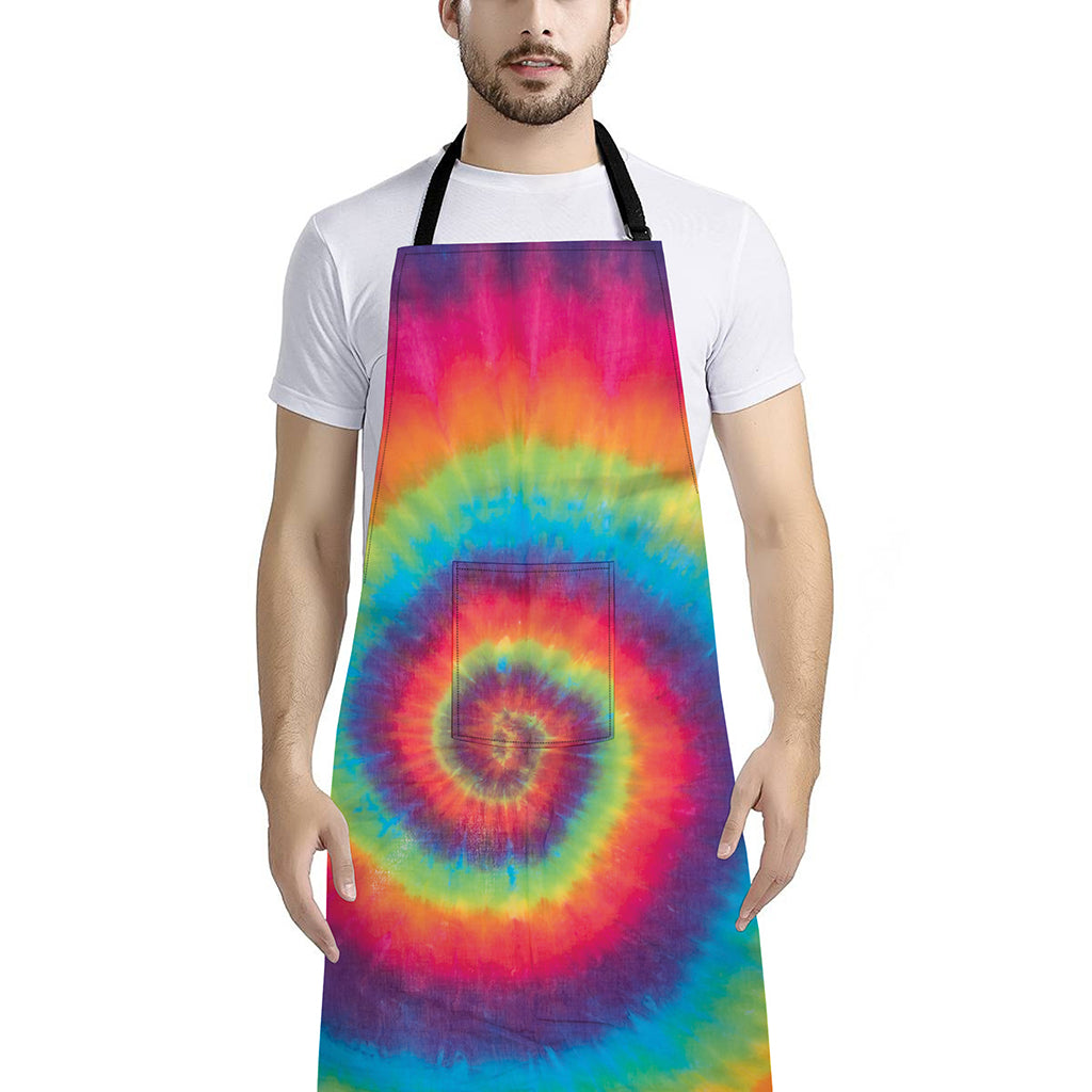 Tie Dye Print Bib Apron With Pocket
