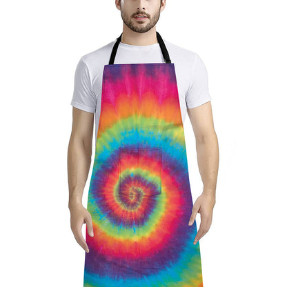 Tie Dye Print Bib Apron With Pocket