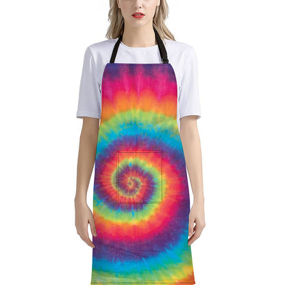 Tie Dye Print Bib Apron With Pocket