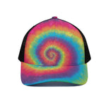Tie Dye Print Black Mesh Trucker Cap