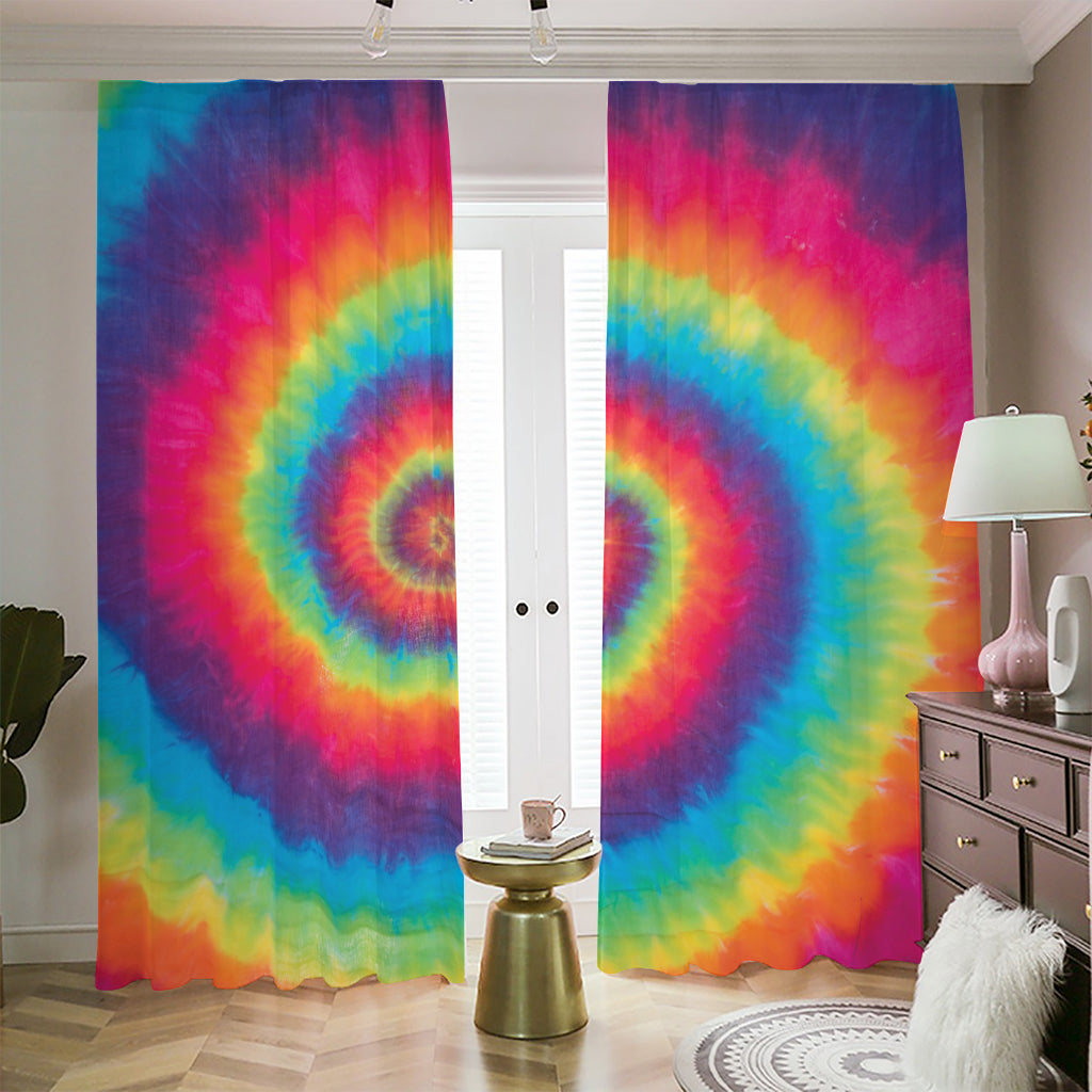 Tie Dye Print Blackout Pencil Pleat Curtains