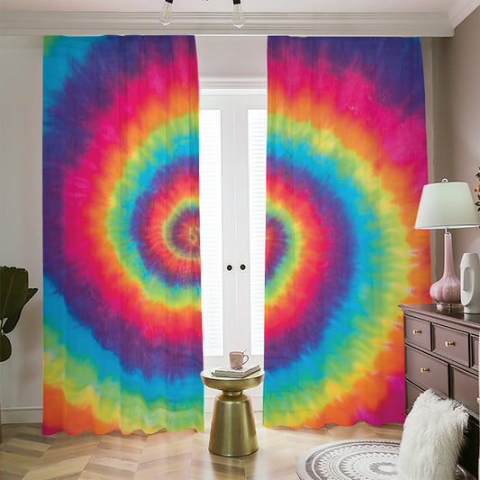 Tie Dye Print Blackout Pencil Pleat Curtains