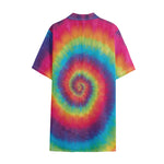 Tie Dye Print Cotton Hawaiian Shirt