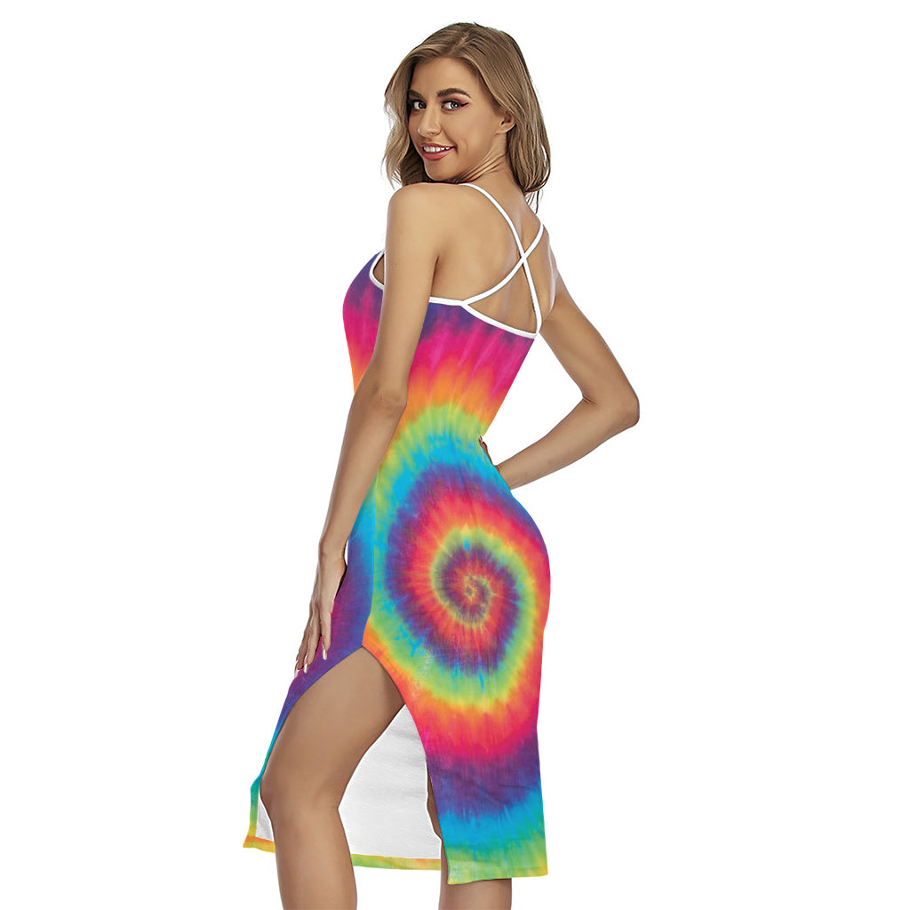 Tie Dye Print Cross Back Cami Dress