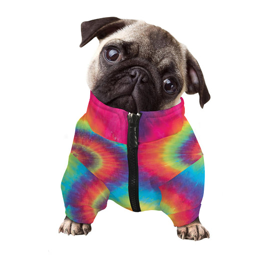 Tie Dye Print Dog Zip Up Jacket