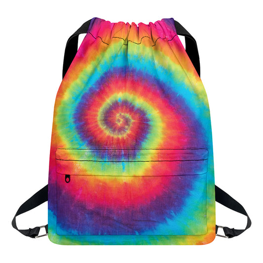 Tie Dye Print Drawstring Backpack