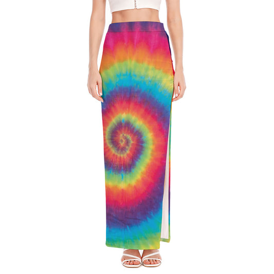 Tie Dye Print High Slit Maxi Skirt