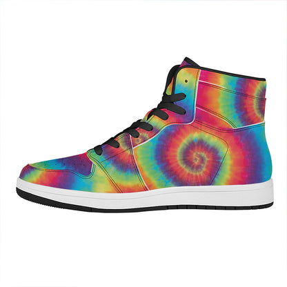 Tie Dye Print High Top Leather Sneakers
