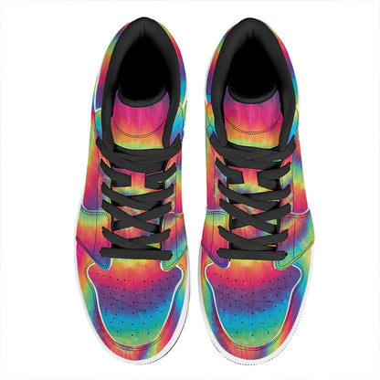 Tie Dye Print High Top Leather Sneakers