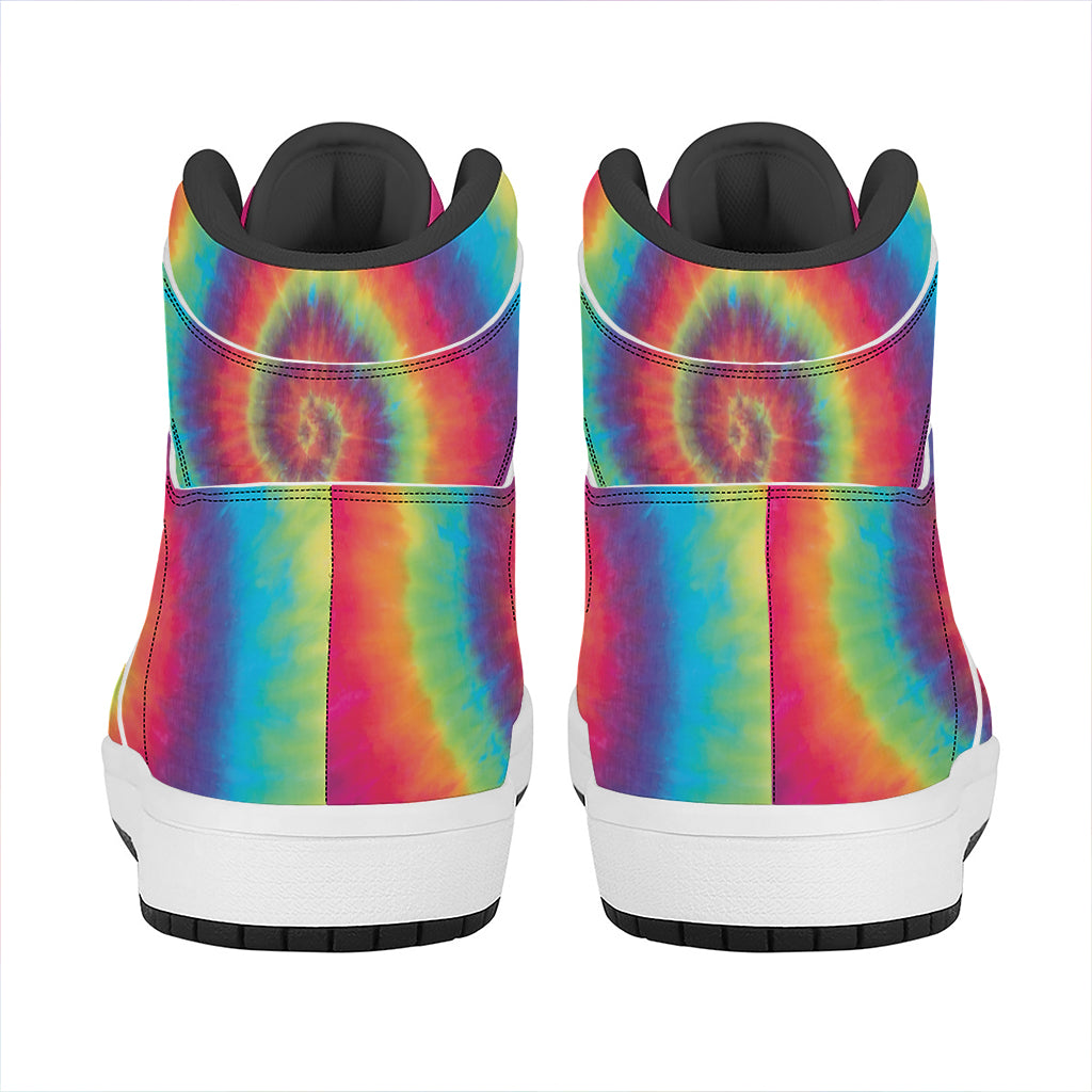 Tie Dye Print High Top Leather Sneakers
