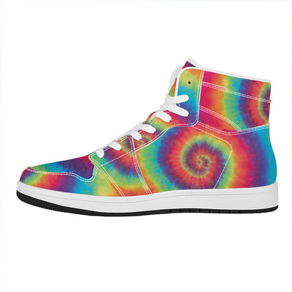 Tie Dye Print High Top Leather Sneakers