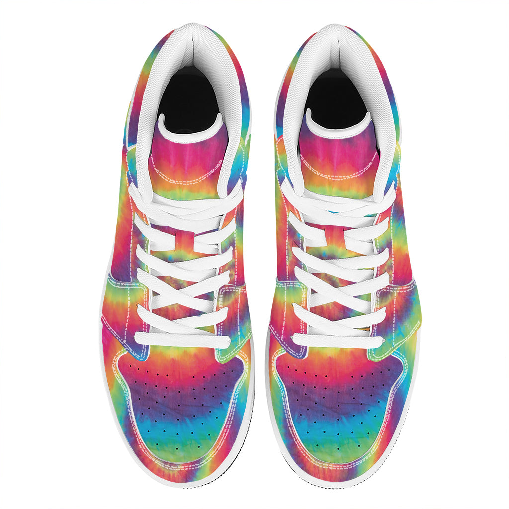Tie Dye Print High Top Leather Sneakers