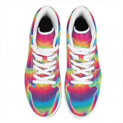 Tie Dye Print High Top Leather Sneakers