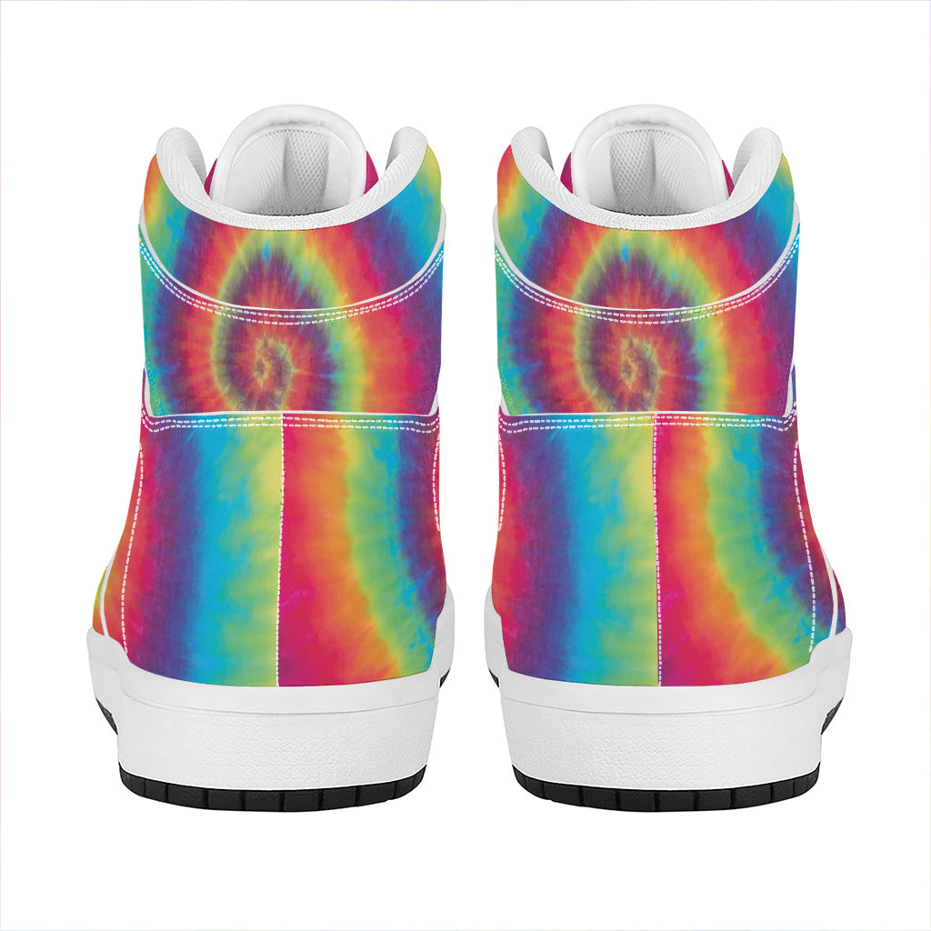 Tie Dye Print High Top Leather Sneakers