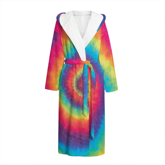 Tie Dye Print Hooded Bathrobe